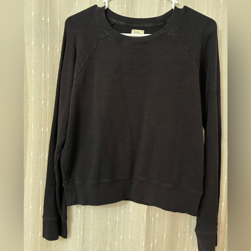 J.Crew Vintage Fleece Cropped Sweatshirt Charcoal Gray Small